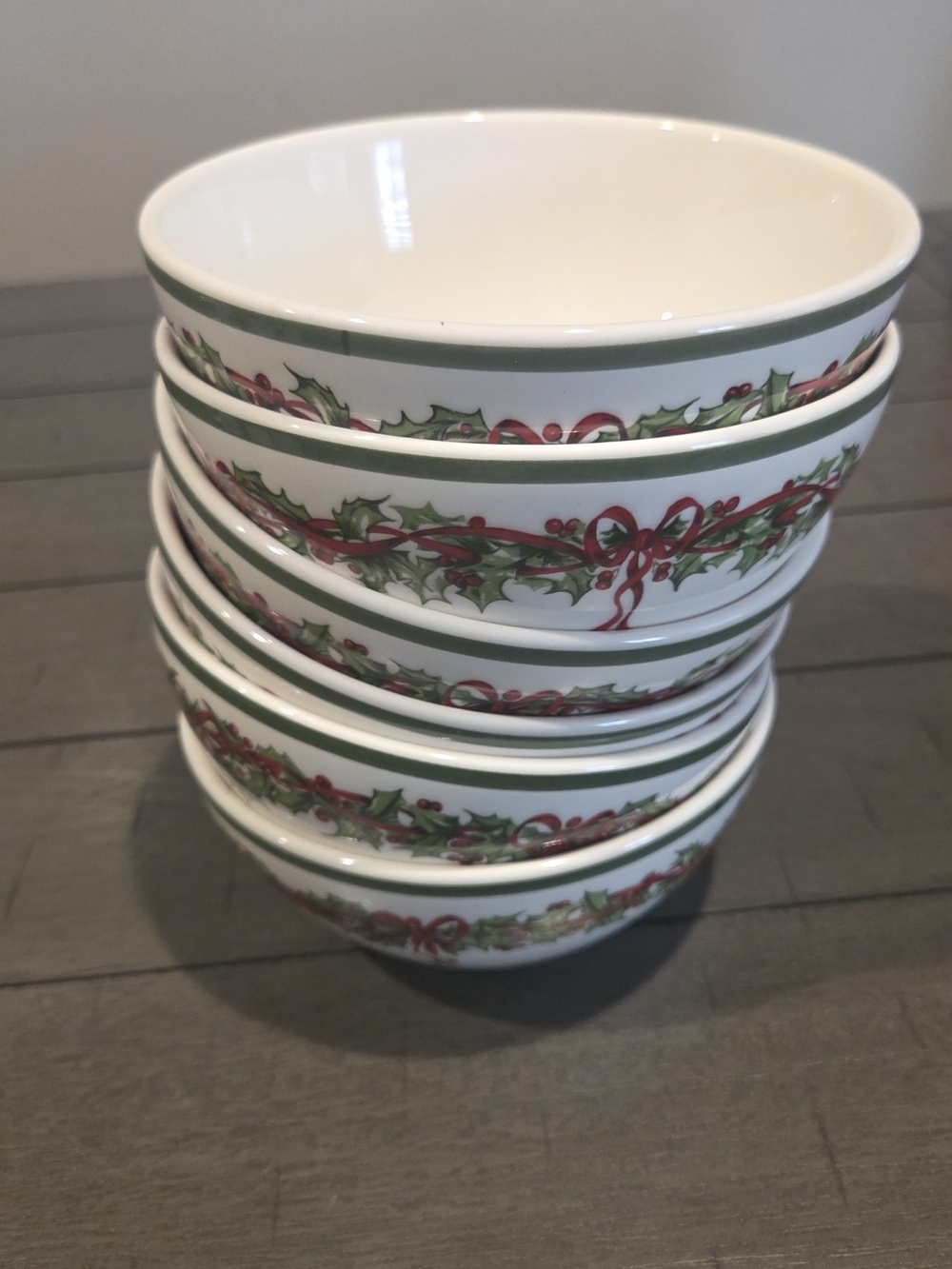 Christopher Radko Holly Ribbon Ceramic Serving Bowls
